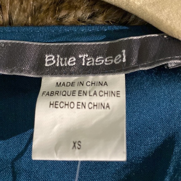 New, never worn Blue Tassle/Anthropologie blouse. - Picture 4 of 6